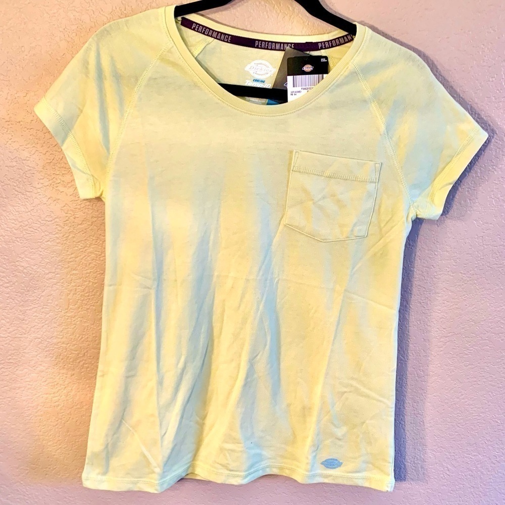 NWT Dickies Tee Small Neon Yellow Lime Performance Workwear Short Sleeves Cute!